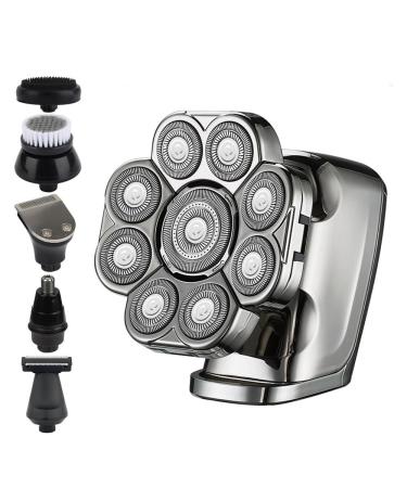 Head Shaver for Men 6 in 1 Floating Head Electric Shaver 9D Shaving for Bald Men with Nose/Body Trimmer Wet/Dry LED Display Mens Grooming Kit