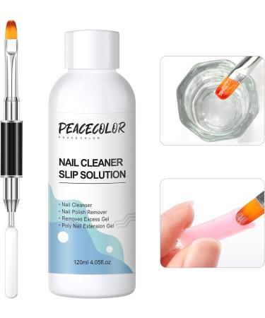 PEACECOLOR 120ML Slip Solution Cleanser Plus with Dual End Nail Brush Set for Poly Extension Nail Gel Builder Nail Gel Nail Art Kit Easy DIY Use at Home Beauty Gifts for Women color 194 - Buy Online on GoSupps.com