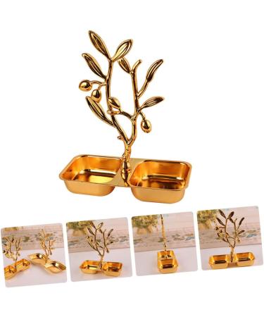 Alipis Dessert Practical Household Ktv Storage Home Snack Style Simple Tray Snacks Two-Grid Metal Plate 16X12.9CM Golden - Buy Online on GoSupps.com