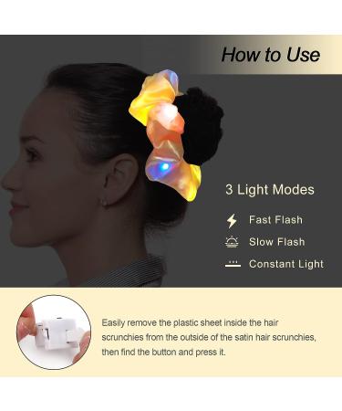 Anglecai LED Hair Scrunchies - 10 Colors Light Up Hair Bands with 3 Modes | Glow in the Dark Elastic Hair Ties for Women Girls - Buy Online on GoSupps.com