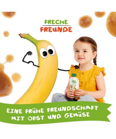 Cheeky Friends Bio Quetschie: Apple Banana Spinach & Cucumber Fruit Puree - Vegan Gluten-Free Squeezing Bag for Babies 6+ Months - 12 Pack (100g each) - Buy Online on GoSupps.com