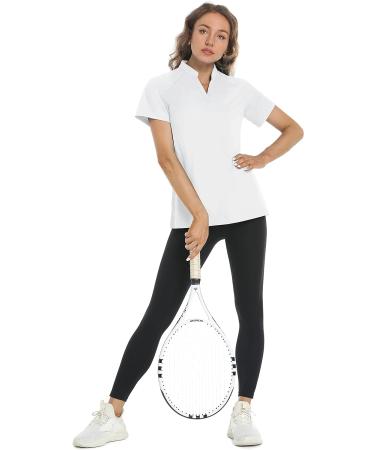 TACVASEN Women's V Neck Golf Polo Shirt - White, Medium | UPF 50+ Sun Protection - Buy Online on GoSupps.com