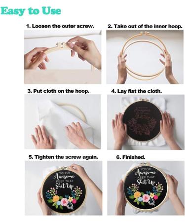 Embroidery Starter Kit for Beginners - Cooliya You're Awesome - Cross Stitch Craft Kit - Birthday Gift for Women, Best Friend, Daughter, Mom, Coworker (Black) - Buy Online on GoSupps.com