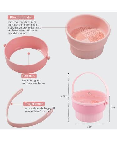 Makeup Brush Cleaning Mat Silicone Makeup Brush Holder Foldable Makeup Brush Scrubber Pad Cleaning Mat Drying Hook Daily Storage 3-in-1 Portable Makeup Tool (Pink) - Buy Online on GoSupps.com