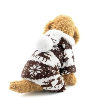 Ranphy dogs/cat clothing/hooded sweater for small dogs - for males and females - soft velvet velvet - reindeer pattern - dog pile suit/jumpsuit for puppies m (back: 25cm breast size: 37cm) brown