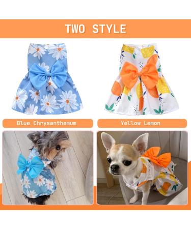 X-Small Princess Flowers Tutu Dog Dress for Small Dogs - Blue+Yellow - Buy Online on GoSupps.com