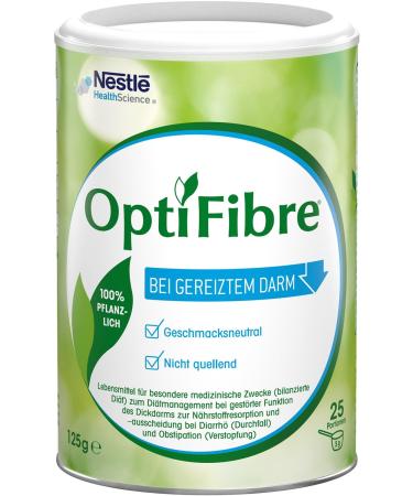 Optifibre 125g can |soluble fiber |With irritated intestine |Can restore the intestinal flora and normalize nutrient absorption |100% vegetable |Tasteful well soluble without sources 125 g (1 Pack)