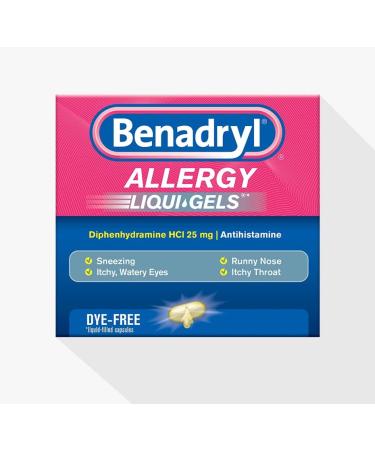Benadryl Allergy Dye-Free 25 mg Liqui-Gels 24 ea - Pack of 3 | Fast Relief from Allergies - Buy Online on GoSupps.com
