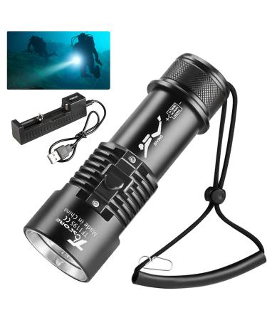 Diving Flashlight - 6000 Lumens Rechargeable Scuba Dive Lights IPX8 Waterproof Underwater 98ft Led Flashlights Super Bright Submersible Torch Lights for Under Water Deep Sea Snorkeling Cave at Night