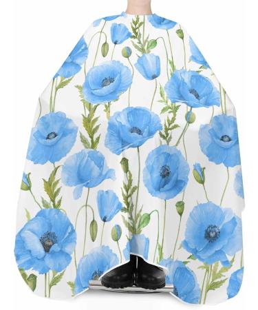 Floral Blue Barber Cape - Adjustable Hair Cutting Cape for All Ages | Watercolor Green Leaf Design | 55x63 Inch Hairdressing Accessory - Buy Online on GoSupps.com