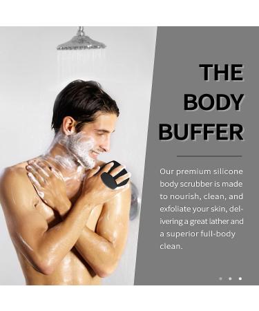 Men's Soft Silicone Body Scrubber | Exfoliating & Nourishing | Lather Boosting Bristles | No-Slip Handle | Easy to Clean | Black (1pc) - Buy Online on GoSupps.com