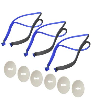 3-Pack P10 Replacement Headgear Strap Compatible with ResMed Airfit P10 Nasal Pillow Mask with 6 P10 Clips Blue and Gray
