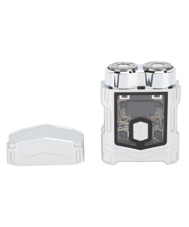 Self Sharpening Beard Trimmer Low Noise Pocket Beard Trimmer Wet and Dry Rechargeable Zinc Alloy Magnetic Head Home Travel for Men (Silver)