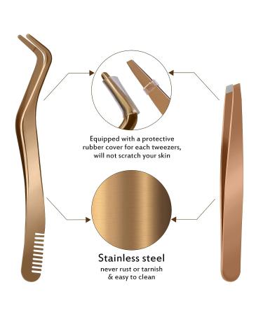 Gold Eyelash Applicator Tool Set for False Lash Clusters - 2 Pcs - Buy Online on GoSupps.com