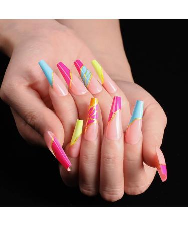 Sethexy Lange Nude Pink Coffin Nails - 24 Pcs Shiny Acrylic Art Tips for Women & Girls - International Shipping - Buy Online on GoSupps.com