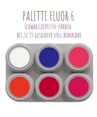 Grimas Professional Make-Up Palette Fluorescent - 6x2.5ml High-Quality UV Water-Based Multi-Colored Palette for Stunning Looks - Buy Online on GoSupps.com