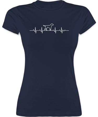 Shirtracer - Shirt Women - Gift for Dog Owners - Heartbeat Dog 02 Navy Blue L