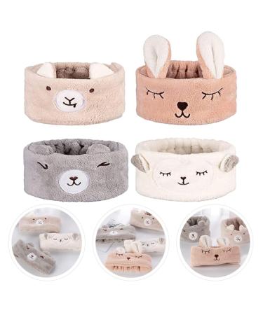 Beaupretty 4-Piece Plush Spa Headband Set | Soft Microfiber Cartoon Hair Bands for Beauty & Skincare - Buy Online on GoSupps.com