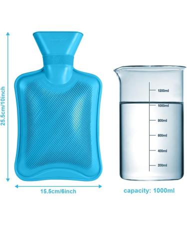 ACWOO Mini Hot Water Bottle 1L - Safe & Durable Thermoplasted Rubber Heat Bottle for Kids & Adults - Perfect Gift in Blue - Buy Online on GoSupps.com