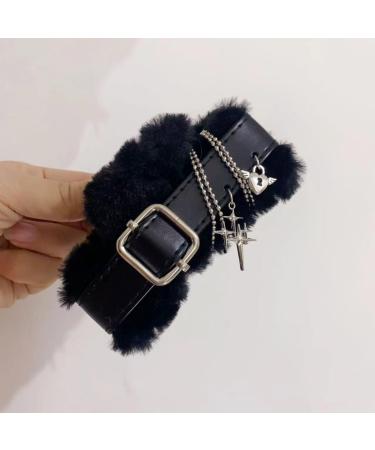 Plush Hair Claw Clips Gothic Leathers Winter Hair Barrettes Non-Slip Hair Clips Punk Girls Hair Accessories Hair Barrettes For Women Thick Hair - Buy Online on GoSupps.com