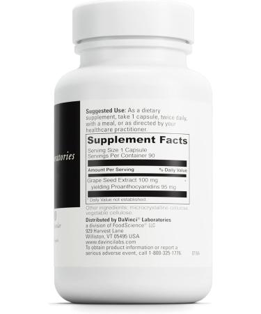 DAVINCI Labs Grape Seed-100 - Immune System & Vascular Support - 100mg Extract - 90 Vegetarian Capsules - Buy Online on GoSupps.com