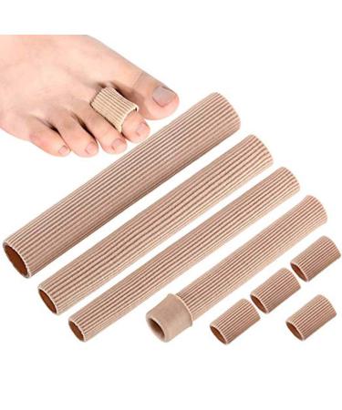 5 Pieces Toe Cushion Tube 3 Different Size Toe Tubes Sleeves 6 Inches Long Soft Gel Corn Pad Protectors for Cushions Corns Blisters Calluses Toes and Fingers (Uncut Size 5 Pieces) 5Piece