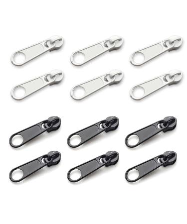 Jtkrew 12 piece of zipper Slider replacement removable zipper Zipper Pull fixed zipper replacement slider Zipper sliders replacement size for coat suitcase backpacks