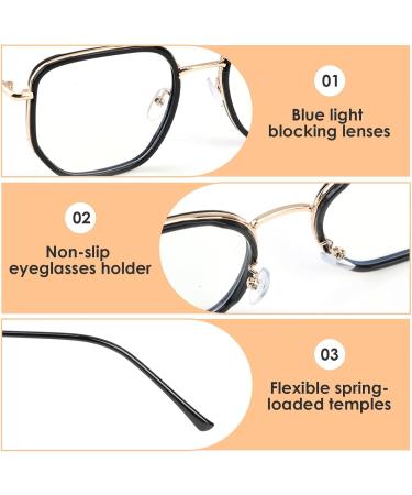 Buy Ownkim Blue Light Filter Glasses for Men - UV Protection Anti-Fatigue Light Metal Frame Stylish Black Gold with Case - Buy Online on GoSupps.com