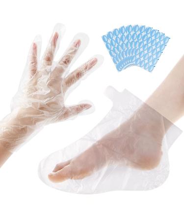 200 Pcs Paraffin Wax Bath Liners Hands & Feet, Disposable Plastic Hand Foot Gloves and Booties Sock Bags, Spa Pedicure Accessories for Women Men with Stickers