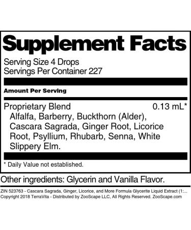 Terravita Cascara Sagrada Glycerite Extract - Ginger Licorice & Vanilla Flavor (1 oz) | International Shipping Available - Buy Online on GoSupps.com