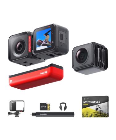 Insta360 ONE RS Twin Edition  Waterproof 4K 60fps Action Camera & 5.7K 360 Camera with Interchangeable Lenses, Stabilization, 48MP Photo, Active HDR, AI Editing Motorcycle Kit