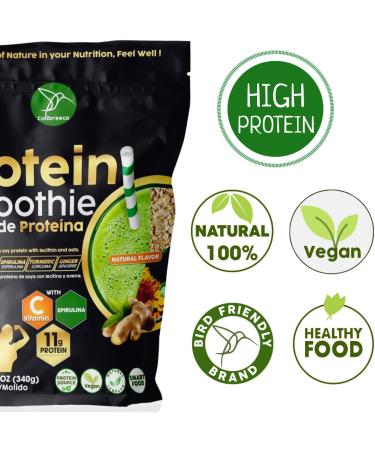 Colibreeco Plant-Based Protein Super Blend Powder 12 oz (Pack of 2) Superfood Protein with Spirulina Turmeric Ginger Probiotics for Digestive Support Nutrition & Energy. Vegan & Chemical-Free. 12 Ounce (Pack of 2) - Buy Online on GoSupps.com