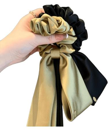 scicent Silk Scrunchies Satin Hair Scarf with Bow Solid Colors Hair Scrunchies Elastic Scrunchy Scarf Ponytail Holder Bands - Black 6308 - Buy Online on GoSupps.com