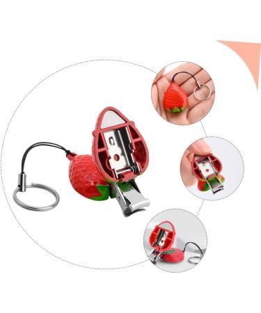 Beavorty Strawberry Nail Scissors acrylic nail clippers nail clippers for thick nails nail clippers for women nail clippers with catcher fruit key chain travel portable Stainless steel - Buy Online on GoSupps.com