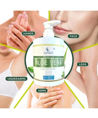 Organic Aloe Vera Gel 16.9oz - 100% Pure Moisturizer for Face Body Hair & Sunburn Relief - Fast Absorbing Unscented No Alcohol - Buy Online on GoSupps.com