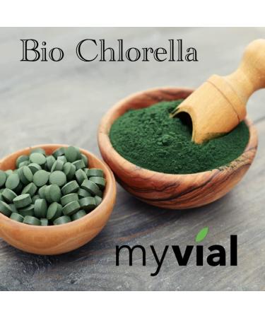 Myvial Bio Chlorella Powder 100g - Vegan Additive-Free Plastic-Free Rich in Vitamin B12 & Iron - Premium Chlorella Vulgaris Algae Powder for Optimal Health - Buy Online on GoSupps.com