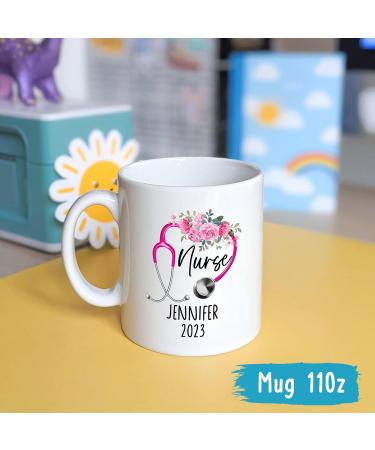 Personalized Heart Stethoscope Nurse Mug | Custom RN Gifts & Coffee Cups for Nurses | Perfect Nursing Week Gift - 11oz & 15oz - Buy Online on GoSupps.com