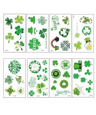 Zoestar St. Patrick's Day Tattoos Irish Tattoo Sticker Shamrock Tattoos Sticker Green Festival Rave Stickers Set Party Tattoos Decorations for Women and Girls (Style 2)