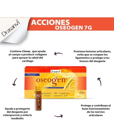  Drasanvi Oseogen 7G 20 vials x 10 ml - Glucosamine chondroitin MSM hyaluronic acid and silicon Drasanvi - Buy Online on GoSupps.com