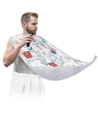 Beard Bib Apron Beard Bib Hair Catcher for Men Shaving and Trimming Non-Stick Waterproof Beard Cape Grooming Cloth Funny Alpacas Paint