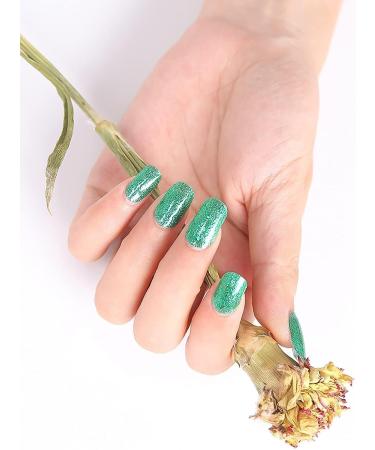 Kalolary Gel Nail Polish Strips Semi Cured Nail Gel Art Sticker Waterproof Full Nail Wraps Decal Sets with Nail File and Stick for Women Girls Nail Art Decor (UV/LED Lamp Required) (Shiny Green) - Buy Online on GoSupps.com