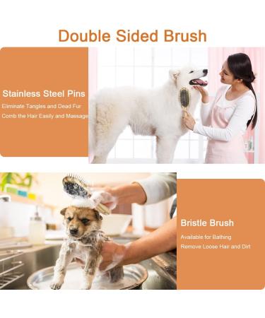 Melliex Cat & Dog Brush - Dual-Sided Brush with Wild Boar Bristles & Needle Brush for Short & Long Hair Pets - Perfect for Grooming Cats & Dogs Internationally - Buy Online on GoSupps.com