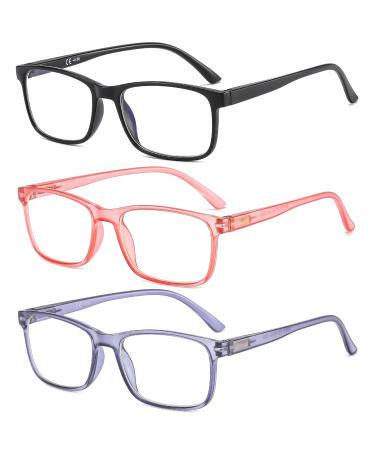 Suertree 3 Pack Reading glasses Blue light filter Glasses Women Men Men's Reading Help Computer Glasses UV Blocks Fashion Reader 2.0x 64123 3 Color 2.0x - Buy Online on GoSupps.com