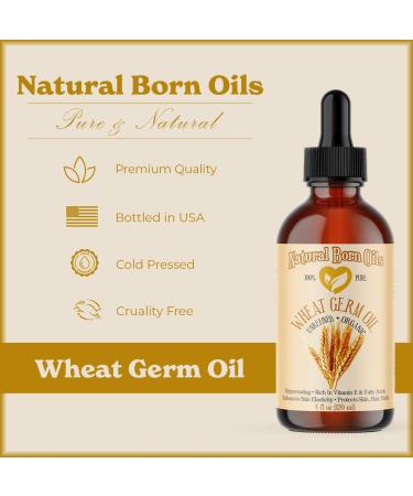 Natural Born Oils Wheat Germ Oil - Organic Cold-Pressed Unrefined 1 Gallon for Radiant Skin & Lustrous Hair - Buy Online on GoSupps.com