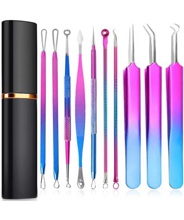 10pcs Blackhead Remover Tool Kit Stainless Steel Pimple Popper Tool Comedones Extractor for Forehead Face Nose Multifunction Acne Needle Tool with Metal Case for Travel Home Use CA Nano ten piece set (black box) - Buy Online on GoSupps.com