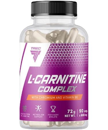 Trec Nutrition L-Carnitine Complex 90 Capsules / 45 Servings + Vit. B6 + Chromium - Burn Fat For Energy - Fat Reducer - Buy Online on GoSupps.com