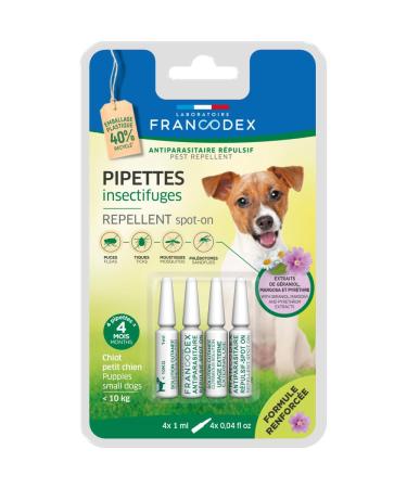 Francodex - 4 Pipettes Insect Repellents Puppies, Small Dogs under 10 kg Reinforced formula