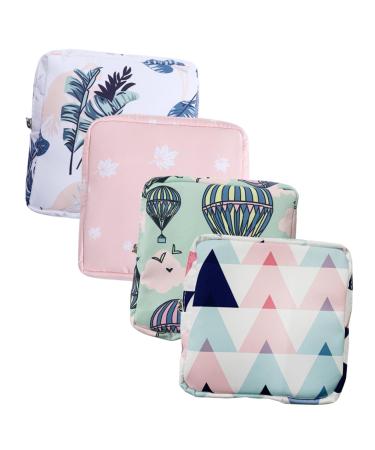 Oatipho 4 piece Storage bags for women's bandages Pad bag coin bag napkin travel pocket tampon bag holder bag for periodbales Washable cotton girl wallet