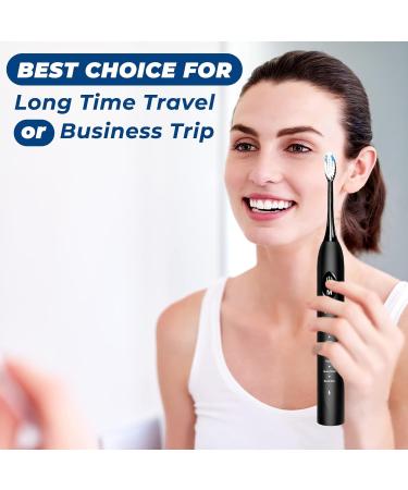 Rechargeable Electric Toothbrush with 6 Replacement Heads | 5 Modes, Timer Reminder | Travel-Friendly | Black - Buy Online on GoSupps.com