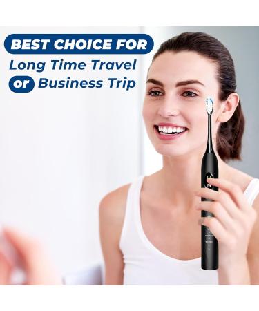 Sonic Electric Toothbrush for Adults - Rechargeable 6 Replacement Heads 5 Modes IPX7 Waterproof Antique Black - Buy Online on GoSupps.com